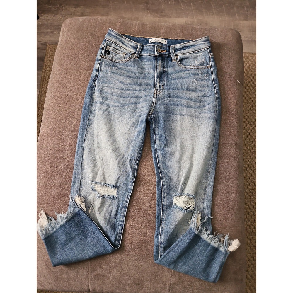 KanCan for Maurices Distressed Skinny Jeans | Size 28 | Fray‎ Hem Medium Wash
